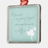 ナースの日Dandelionのオン吹ティール（緑がかった色） メタルオーナメント (左)