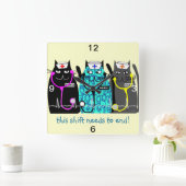 ナースの時計"お洒落な猫" スクエア壁時計 (ホーム)