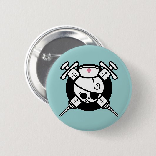 ナースの海賊および十字のハイポ 缶バッジ (正面&裏面)