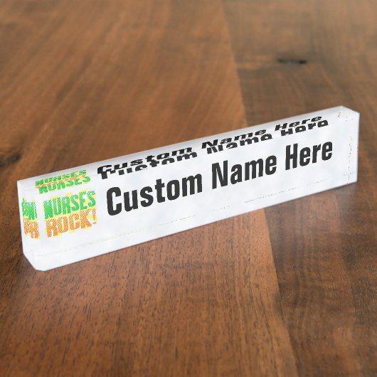 ナースの石の、オレンジまたは緑のおもしろいのナース デスクネームプレート (側面)