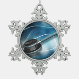ナースの聴診器 スノーフレークピューターオーナメント