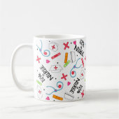 ナースの芸術のカラフルで白い一流のパーソナライズの愛して下さい コーヒーマグカップ (左)