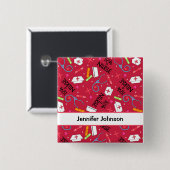 ナースの芸術の赤い一流のパーソナライズなバッジを愛して下さい 缶バッジ (正面&裏面)