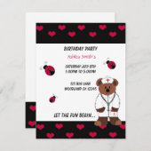 ナースの誕生日パーティーへの招待 招待状 (正面/裏面)