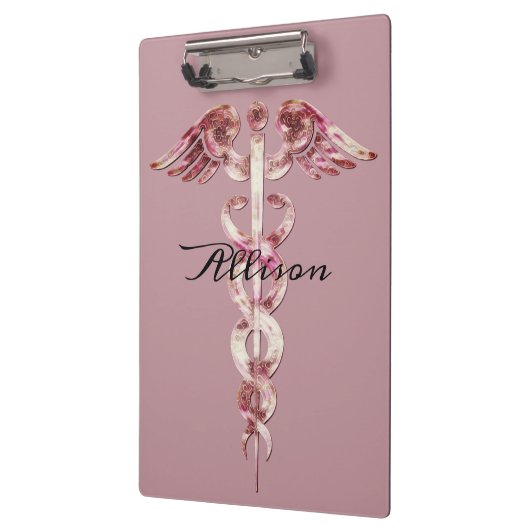 ナースの赤面のバラのスタイリッシュな医学のケリュケイオンのカスタム クリップボード (左)