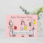 ナースの退職のパーティの招待状のピンクの病院 招待状 (スタンド正面)