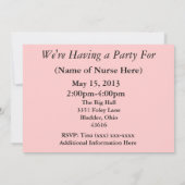 ナースの退職のパーティの招待状のピンクの病院 招待状 (裏面)