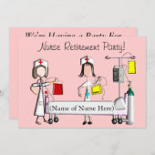 ナースの退職のパーティの招待状のピンクの病院 招待状 (正面/裏面)