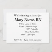 ナースの退職のパーティの招待状ピンクのブラウン 招待状 (裏面)