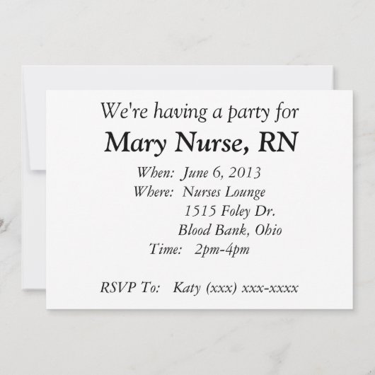 ナースの退職のパーティの招待状ピンクのブラウン 招待状 (裏面)