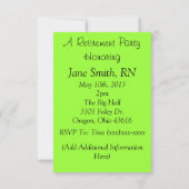 ナースの退職のパーティの招待状巨人のスポイト 招待状 (裏面)