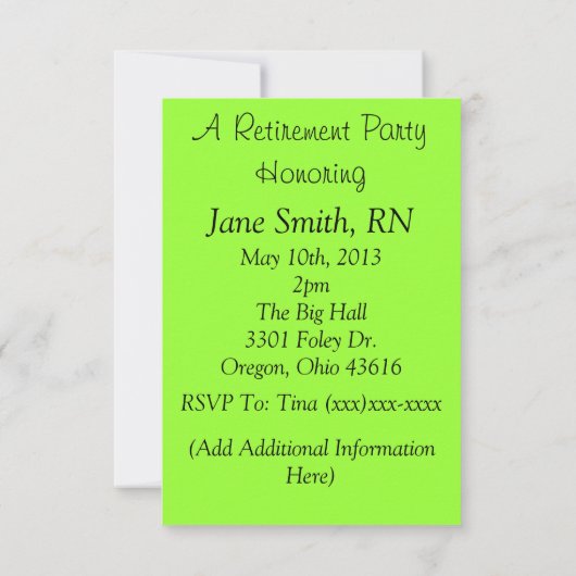 ナースの退職のパーティの招待状巨人のスポイト 招待状 (裏面)