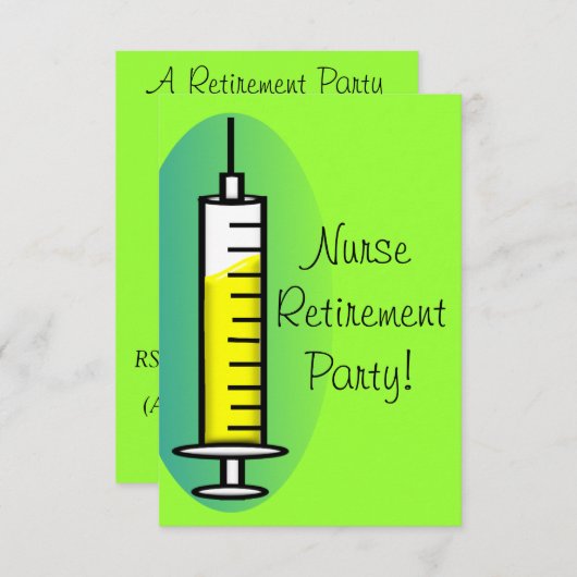 ナースの退職のパーティの招待状巨人のスポイト 招待状 (正面/裏面)