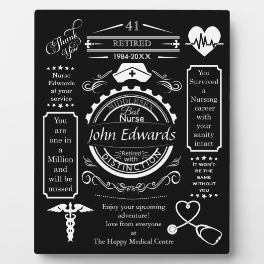 ナースの退職ギフトボス、ロングサービス フォトプラーク (正面)
