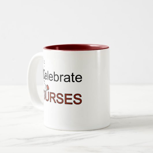ナースのTシャツおよびギフトを祝って下さい ツートーンマグカップ (正面左)