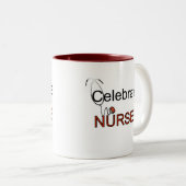 ナースのTシャツおよびギフトを祝って下さい ツートーンマグカップ (正面右)
