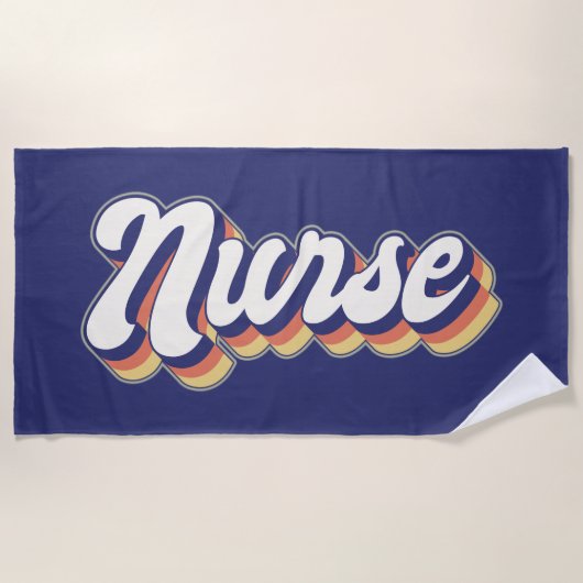 ナースはっきりしたレトロブルービーチタオル ビーチタオル (正面)