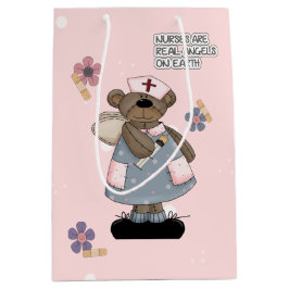 ナースはエンジェル実在ズ可愛いテディベア名前をカスタムする ミディアムペーパーバッグ