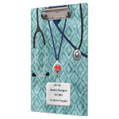 ナースはティール（緑がかった色）のダイヤモンドパターンでごしごし洗います クリップボード (左)