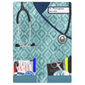 ナースはティール（緑がかった色）のダイヤモンドパターンでごしごし洗います クリップボード (裏面)