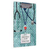 ナースはティール（緑がかった色）のダイヤモンドパターンでごしごし洗います クリップボード (右)