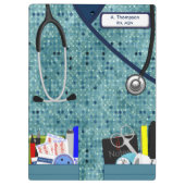 ナースはティール(緑がかった色)パターンクリップボードでごしごし洗います クリップボード (裏面)