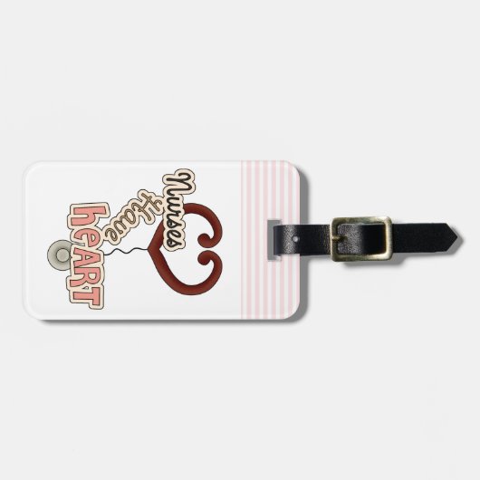 ナースはハートの荷物のラベルを持っています ラゲッジタグ (正面横)