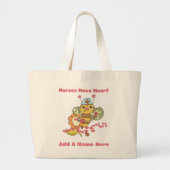 ナースはハートのTシャツおよびギフトを持っています ラージトートバッグ (正面)