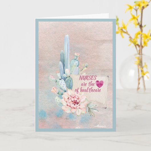 ナースはヘルスケア水カラーカードのハートである カード (黄色い花)