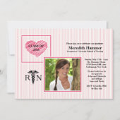 ナースは大きなハート写真卒業招待状 招待状 (正面)