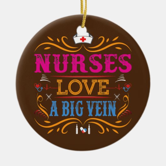 ナースは大静脈のナースを愛おもしろいする セラミックオーナメント (正面)