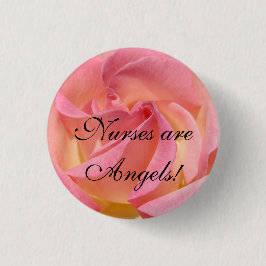 ナースは天使です! ピンクのバラを看護するボタン 缶バッジ