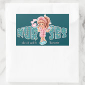 ナースは愛でそれをする。かわいいナース 長方形シール (バッグ)