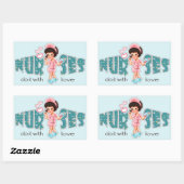 ナースは愛でそれをする。キュートブルネットナース 長方形シール (シート)