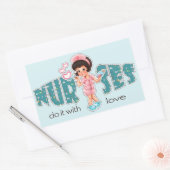 ナースは愛でそれをする。キュートブルネットナース 長方形シール (封筒)