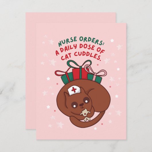 ナースは毎日の猫用の幼児を注文する シーズンカード (正面/裏面)