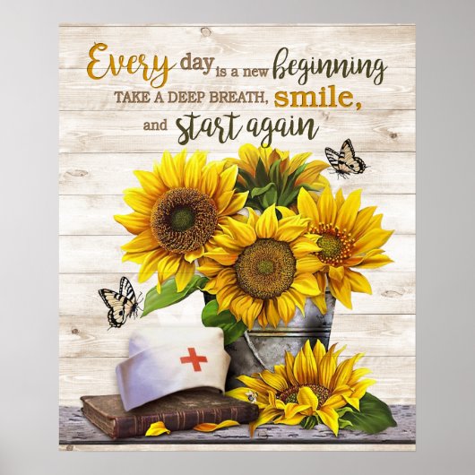 ナースは毎日新しい始まりだやる気を起こさせる ポスター (正面)