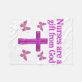 ナースは神からの賜物である フリースブランケット (正面(横))