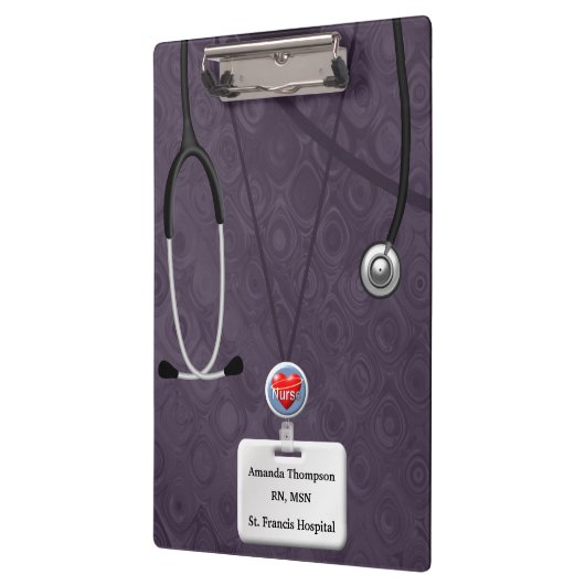 ナースは紫色パターンクリップボードでごしごし洗います クリップボード (左)