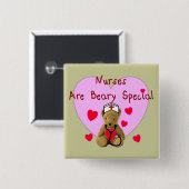 ナースはBEARYの特別なテディー・ベアのギフトです 缶バッジ (正面&裏面)