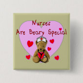ナースはBEARYの特別なテディー・ベアのギフトです 缶バッジ (正面)