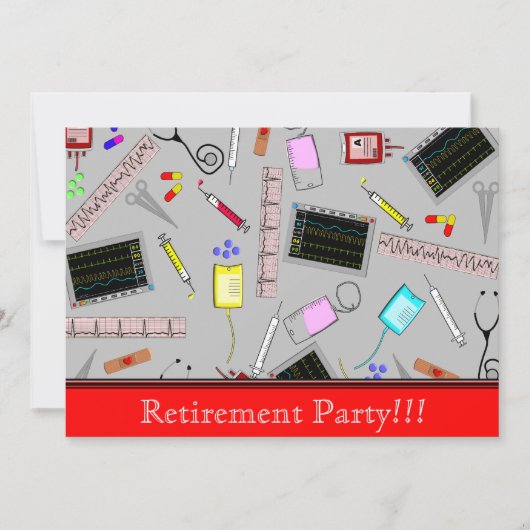 ナースまたは医療の退職 招待状 (正面)