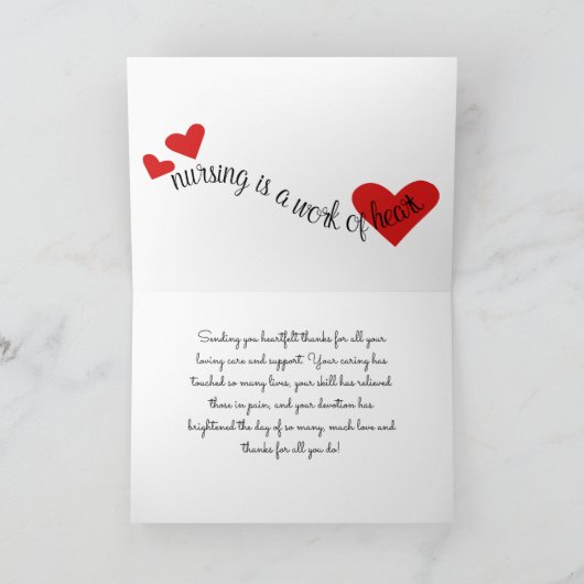 ナースやドクターへのキュートな感謝カード サンキューカード (内部)