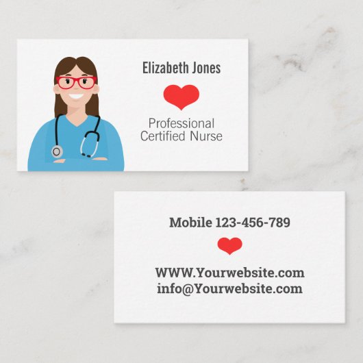 ナースアバパーソナライズされたター 名刺 (正面/裏面)