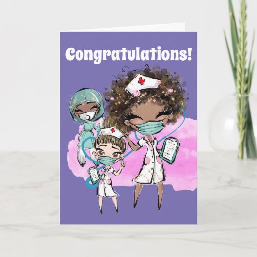 ナースアフリカ系アメリカ産のコビドマスク可愛い医師med カード (正面)