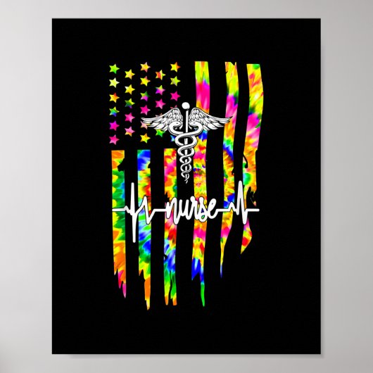 ナースアメリカ国旗USA愛国的ナース ポスター (正面)