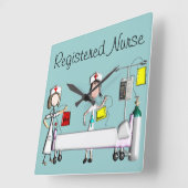 ナースアート時計「病院の部屋」 スクエア壁時計 (傾斜)