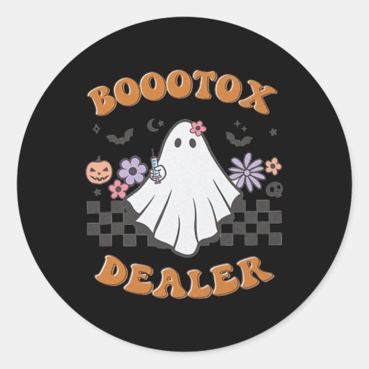 ナースインジェクタハロウィーンレトロボトックスディーラー幽霊 ラウンドシール (正面)