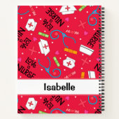 ナースウィムシーメディカルアートレッドパーソナライズされた名 ノートブック (裏面)