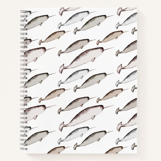 ナースウォッシュ – Narwhal Patternホエールラバーギフト ノートブック (正面)
